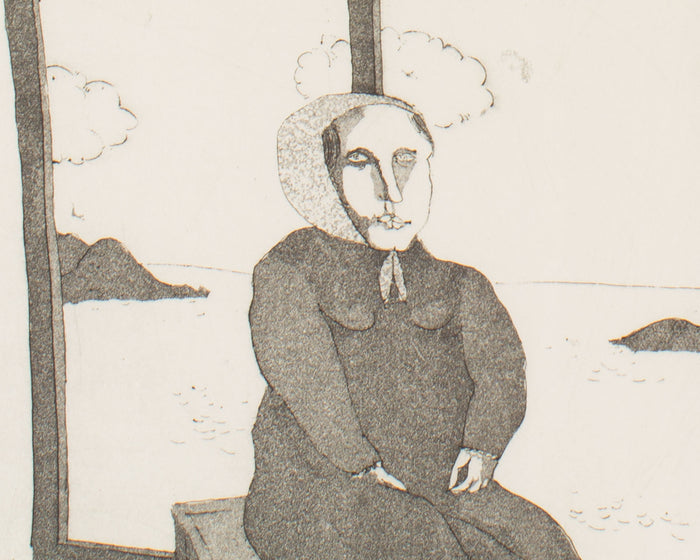 Benjamin Levy 1970 Etching of a Seated Woman