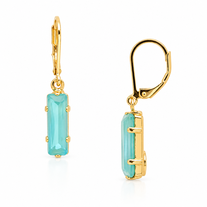 Sorrelli Bindi Dangle Earrings featuring intricate design and sparkling embellishments, hanging from ear lobes against a neutral background.