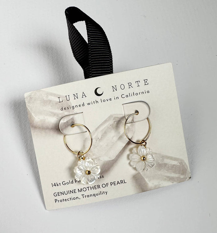 Blooming Hoop Earring by Luna Norte, featuring floral-inspired design in a gold-tone finish.