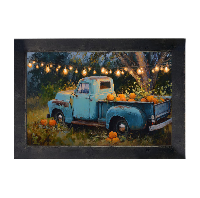 Blue Truck with Pumpkins - Framed Art