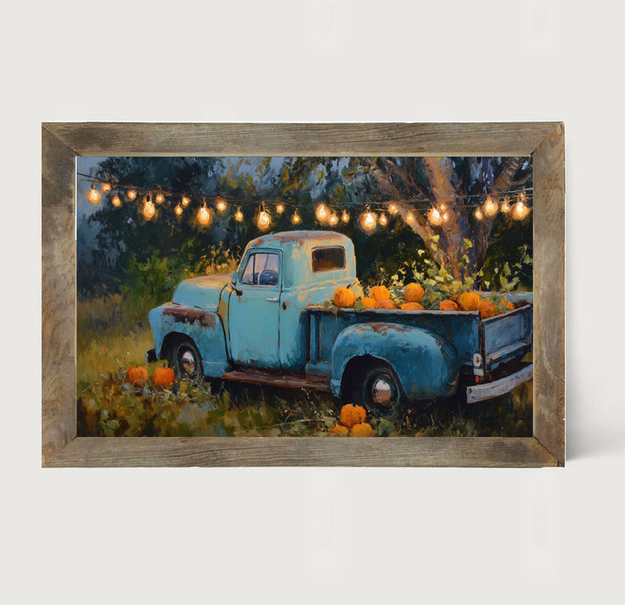 Blue Truck with Pumpkins