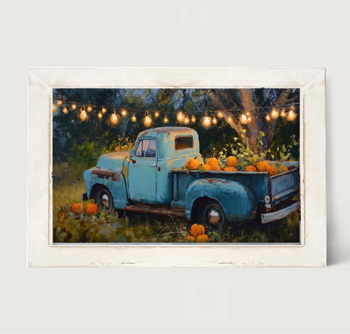 Blue Truck with Pumpkins