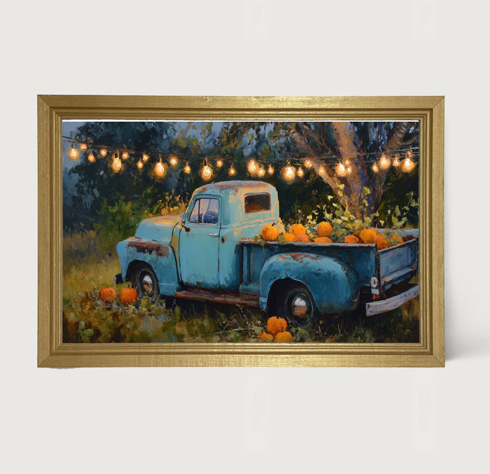 Blue Truck with Pumpkins