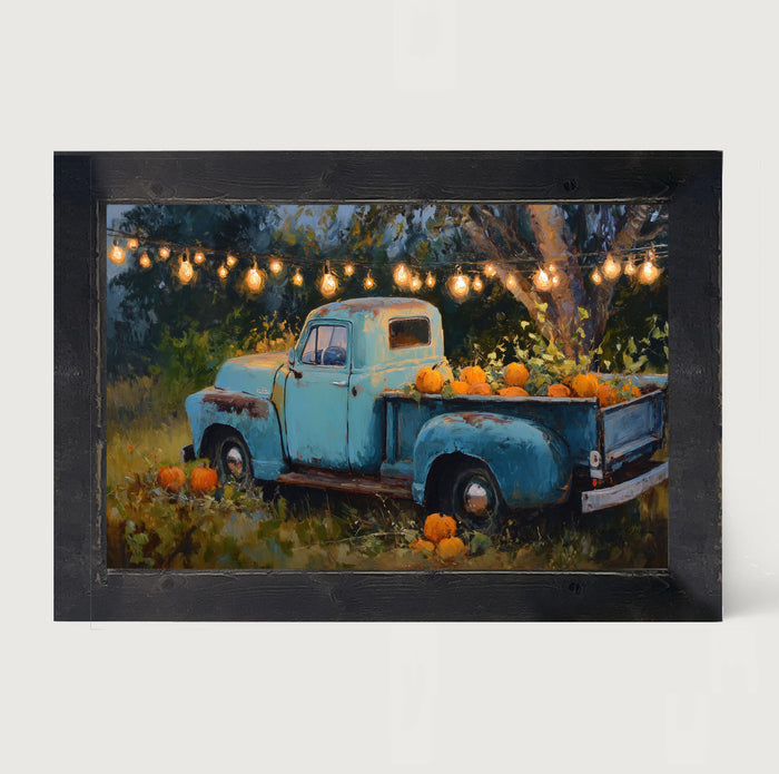 Blue Truck with Pumpkins