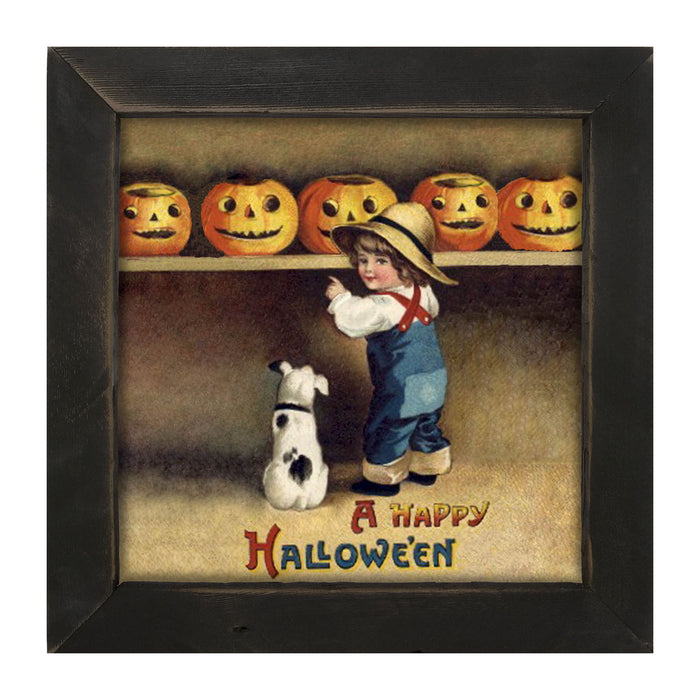 Boy with Dog - Framed art