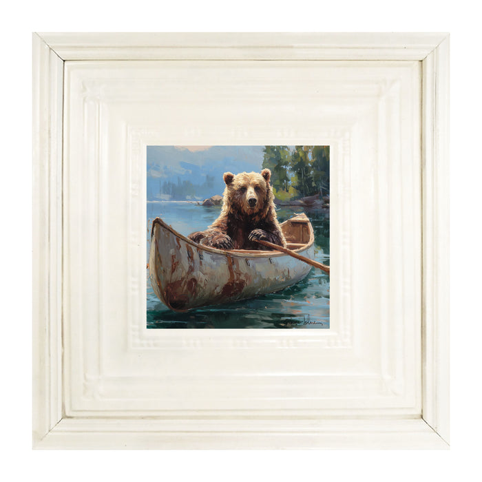 Brown Bear Rowing a Canoe