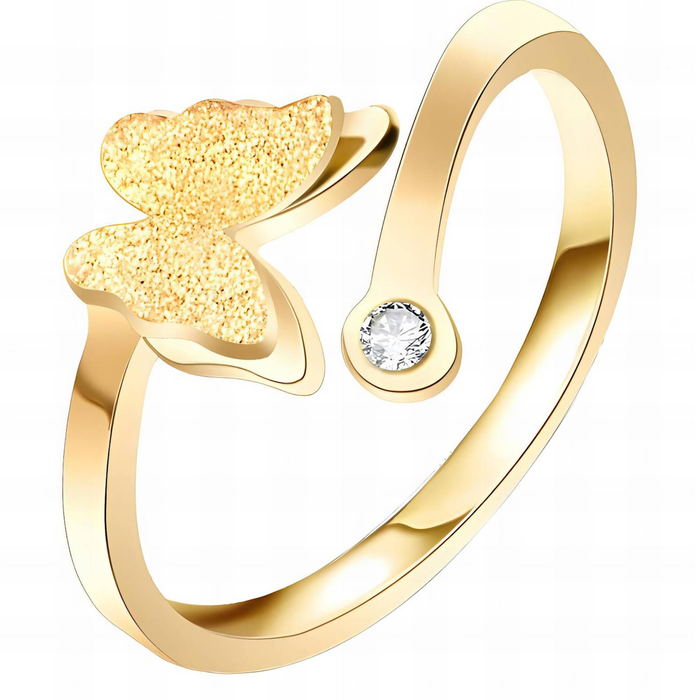 Private label butterfly wrap ring featuring delicate metal band and intricate butterfly design, suitable for stylish jewelry wear