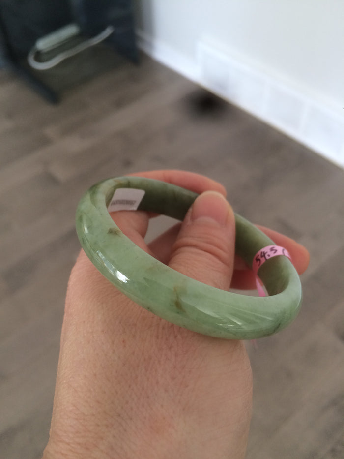 Certificated 54.5mm Type A 100% Natural apple green jadeite jade bangle X3-6557