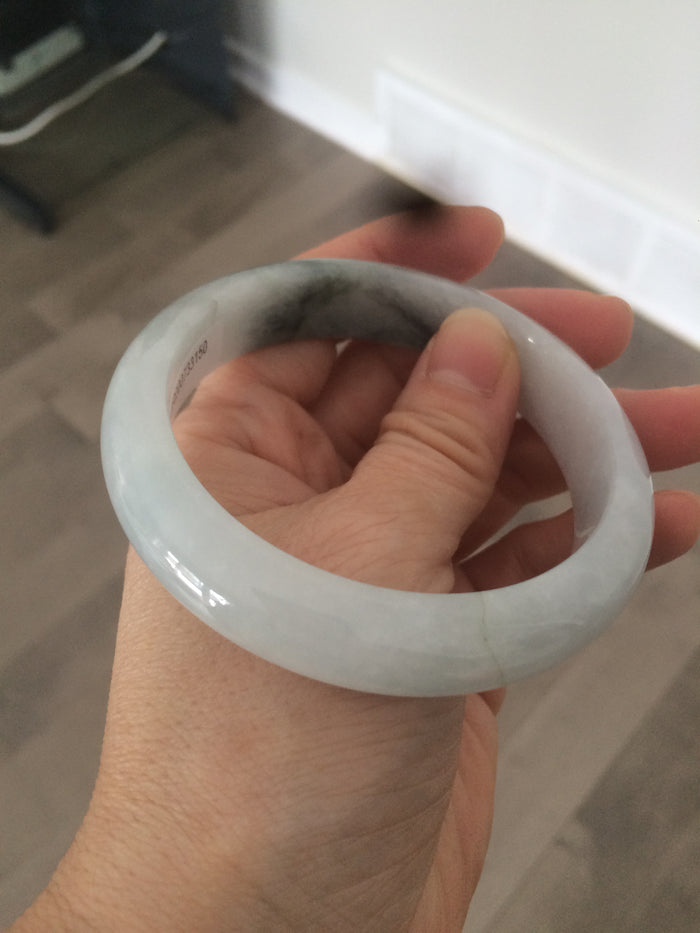 Certificated 58mm type A 100% Natural icy green/white jadeite jade bangle KS-37-3150