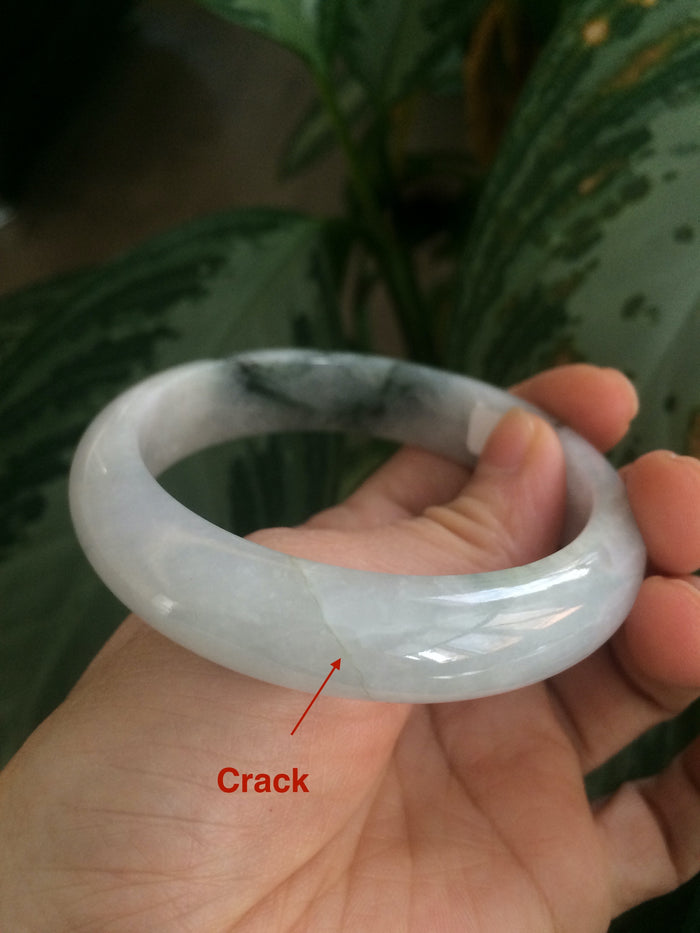 Certificated 58mm type A 100% Natural icy green/white jadeite jade bangle KS-37-3150