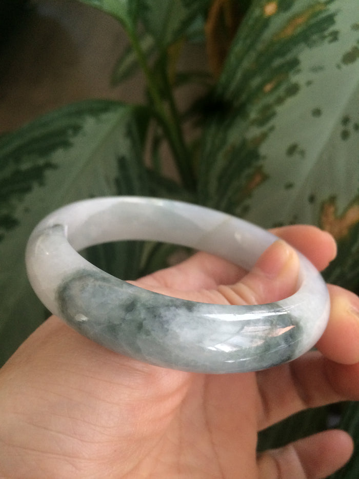 Certificated 58mm type A 100% Natural icy green/white jadeite jade bangle KS-37-3150