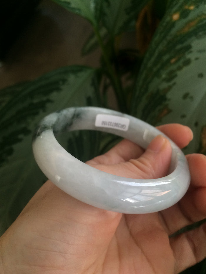Certificated 58mm type A 100% Natural icy green/white jadeite jade bangle KS-37-3150