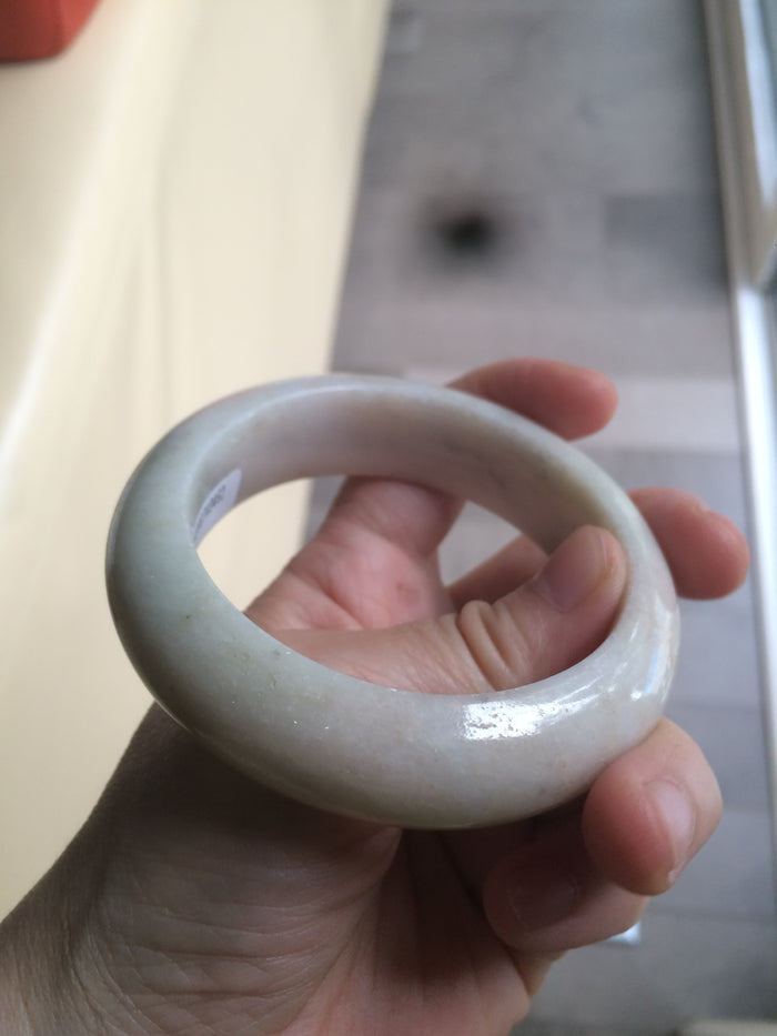 Certified 100% natural 55.8mm beige/green/pink chubby jadeite jade bangle W64-0462