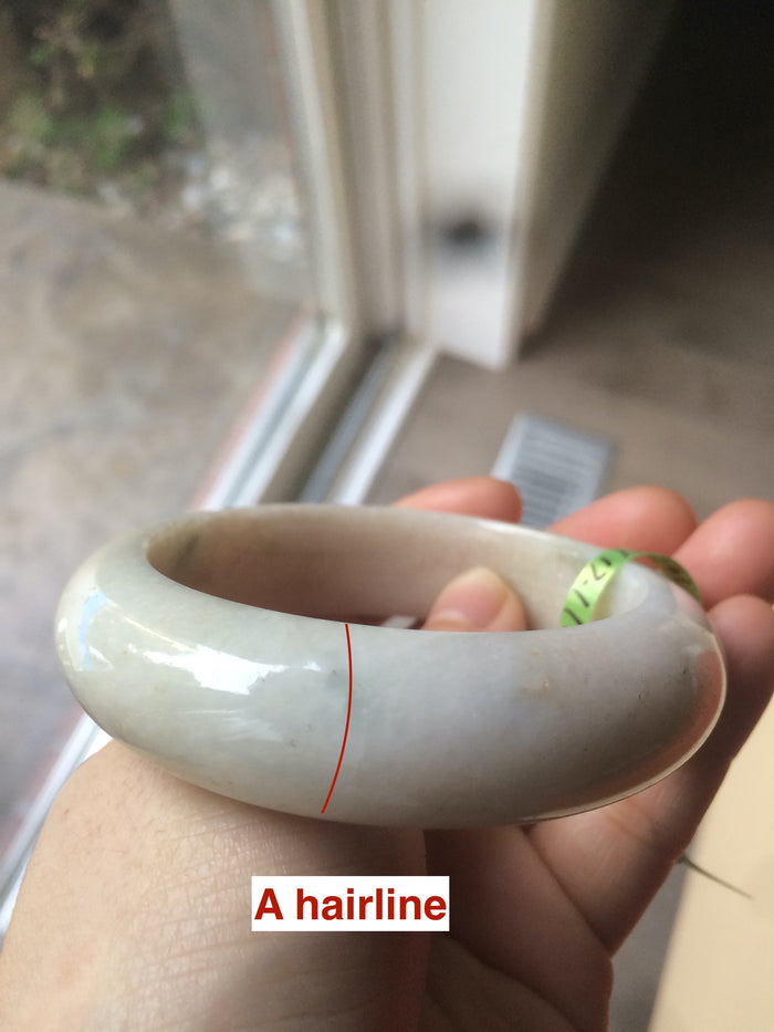 Certified 100% natural 55.8mm beige/green/pink chubby jadeite jade bangle W64-0462