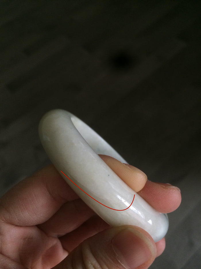 Certified 100% natural 57mm beige/sunny green chubby jadeite jade bangle B1-0466