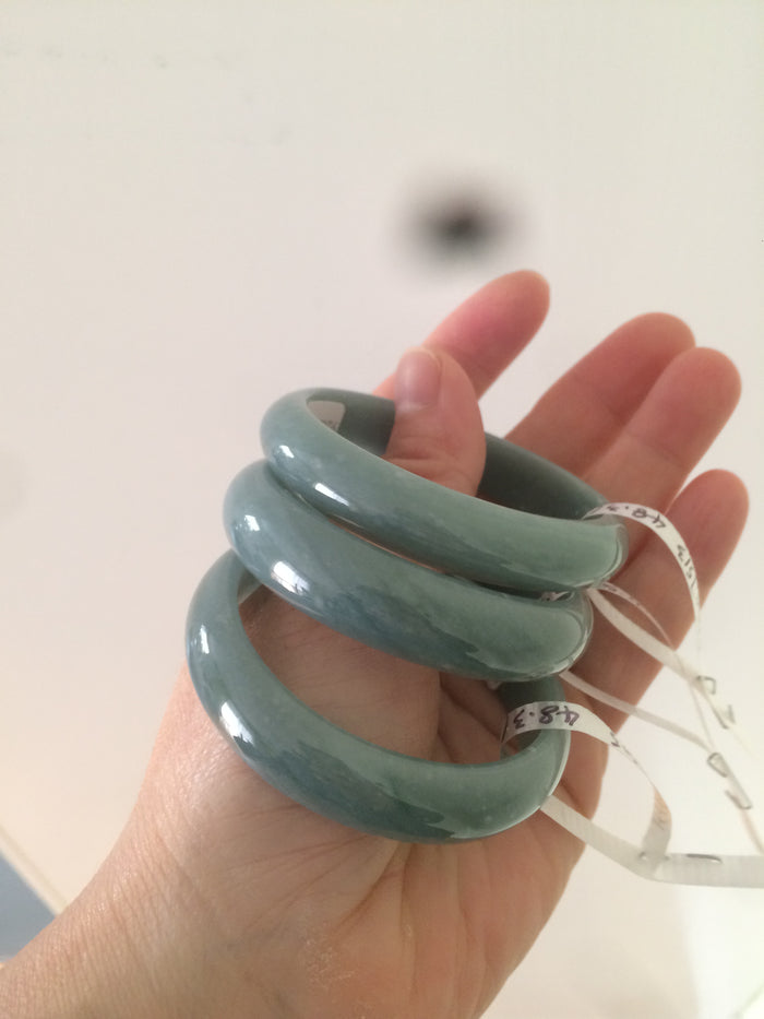 Certified 48.3mm type A 100% Natural green/blue Jadeite Jade bangle group K50