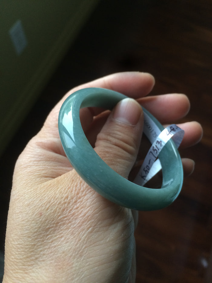 Certified 48.3mm type A 100% Natural green/blue Jadeite Jade bangle group K50