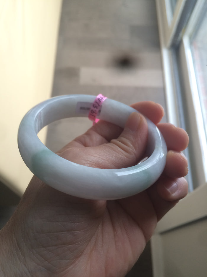 Certified Type A 100% Natural green/white Jadeite Jade bangle 59mm W5-7508