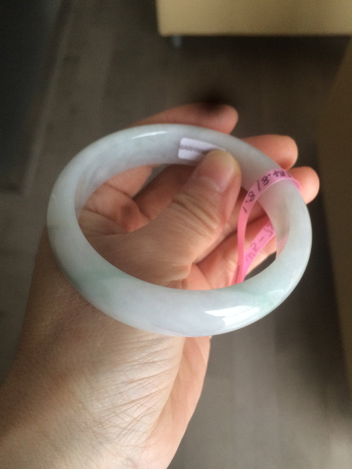 Certified Type A 100% Natural green/white Jadeite Jade bangle 59mm W5-7508