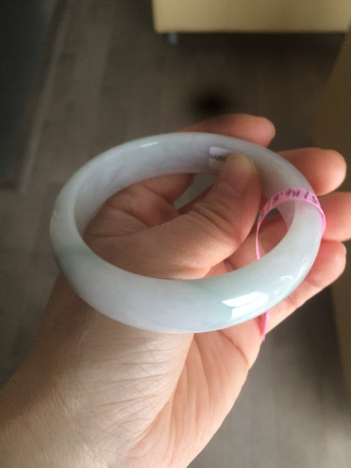 Certified Type A 100% Natural green/white Jadeite Jade bangle 59mm W5-7508