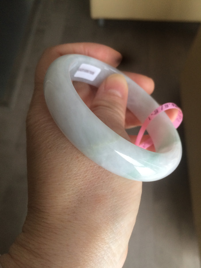 Certified Type A 100% Natural green/white Jadeite Jade bangle 59mm W5-7508