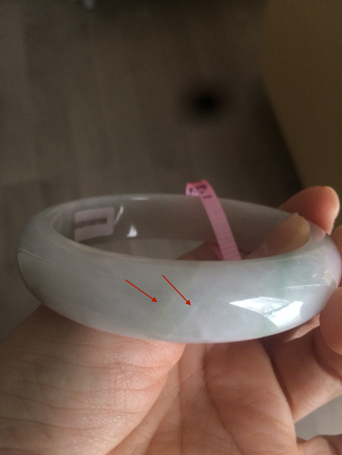 Certified Type A 100% Natural green/white Jadeite Jade bangle 59mm W5-7508