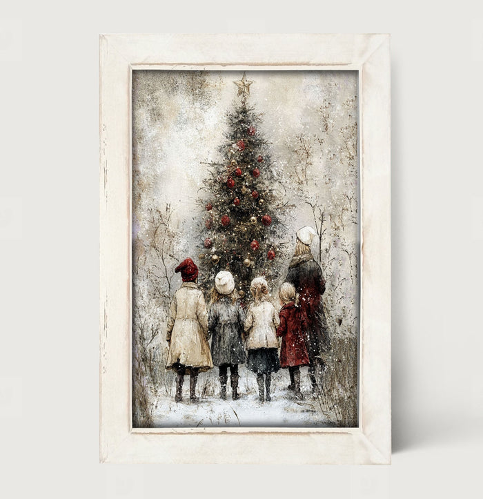 Children at Christmas Time - Framed Art