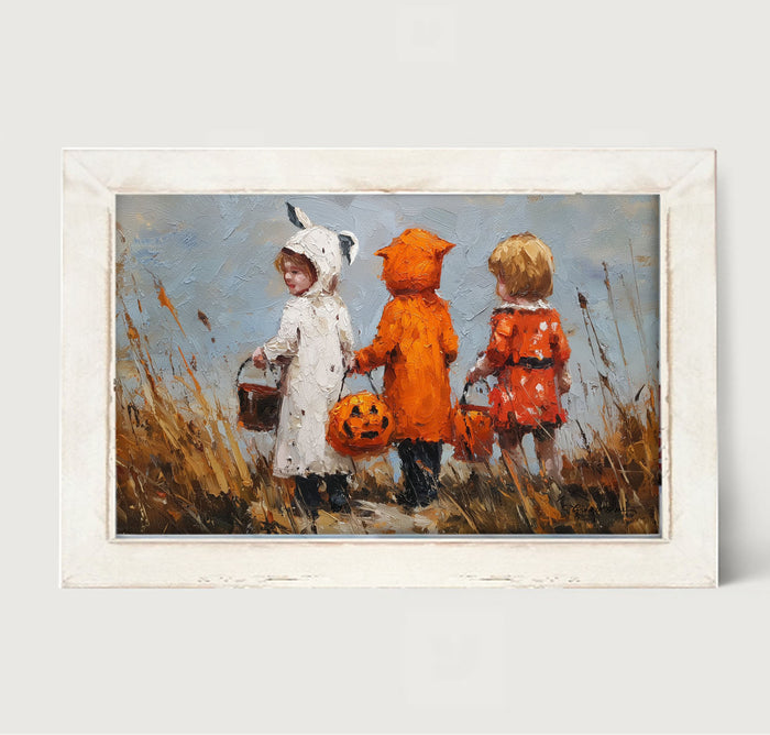 Children Trick or Treating in the Country - Framed Art