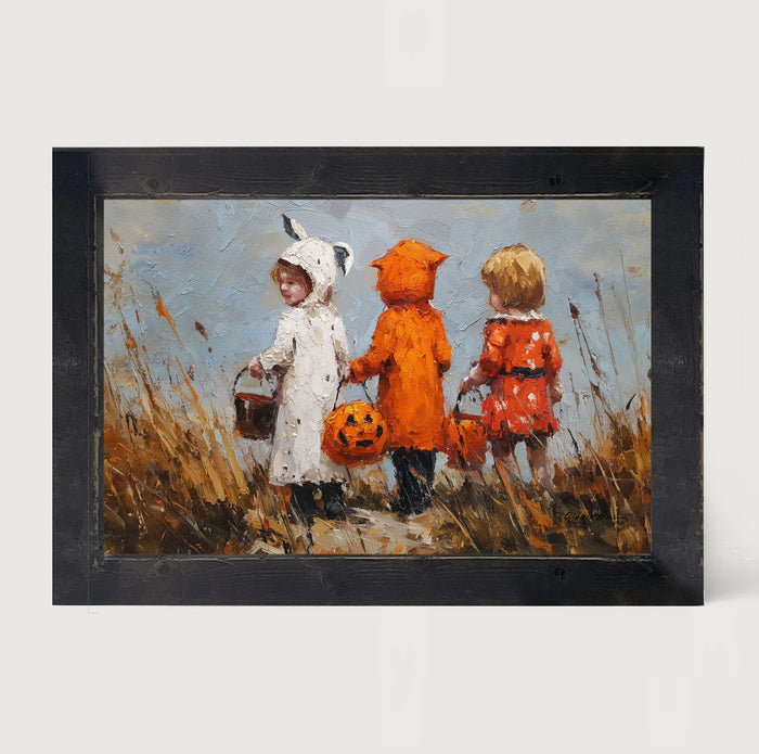 Children Trick or Treating in the Country - Framed Art