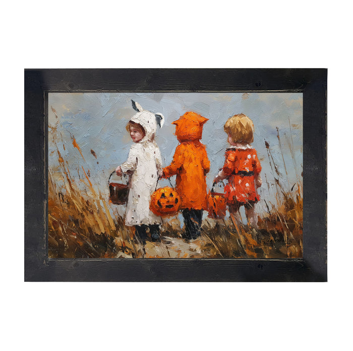 Children Trick or Treating in the Country - Framed Art