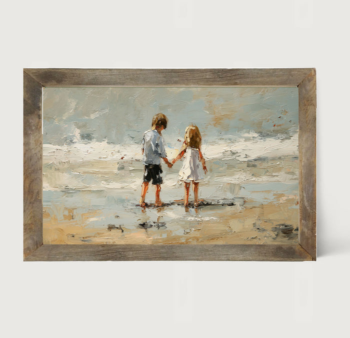 Children walking along Beach