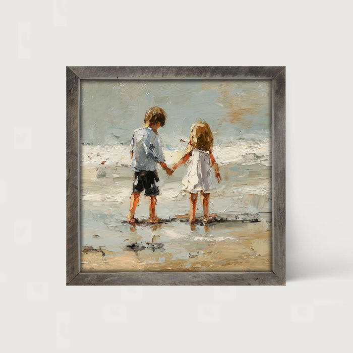 Children walking along Beach