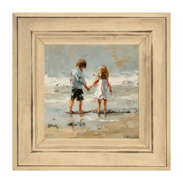 Children walking along Beach