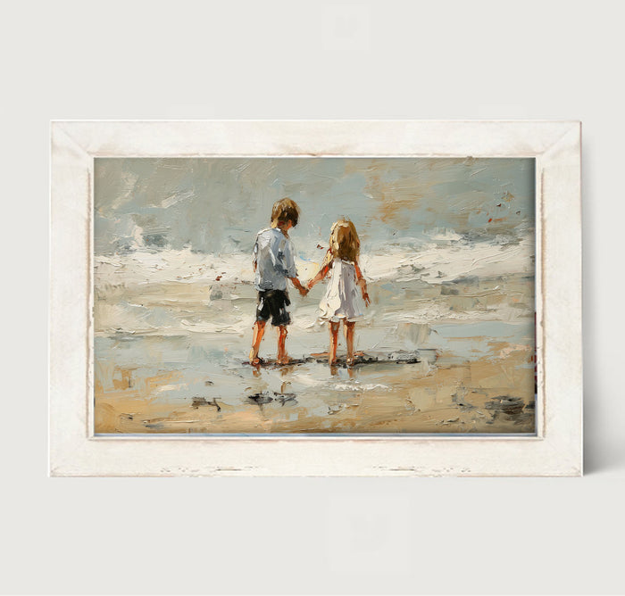 Children walking along Beach
