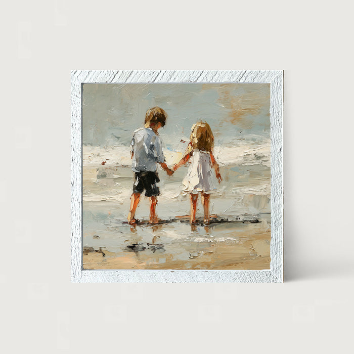 Children walking along Beach