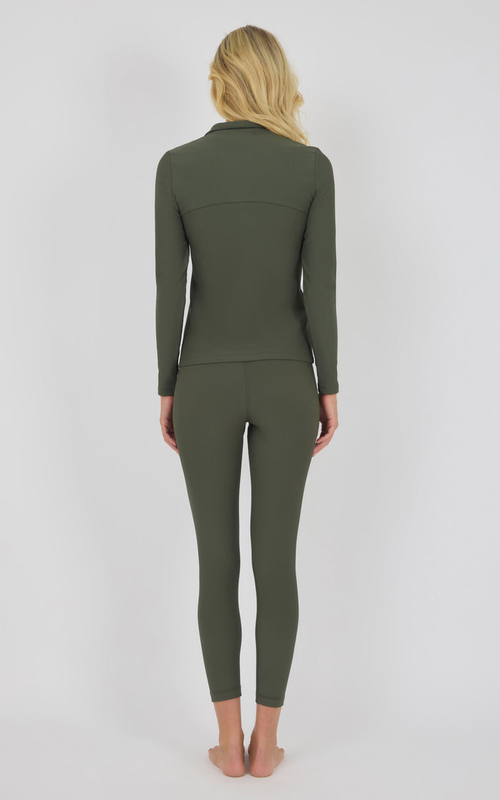 Chill Tech Rib Audra Half Zip Jacket & Everyday Ankle Tight Set - 90 Degree by Reflex