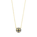 Gold and black Clover Necklace by Freida Rothman with intricate clover design and elegant chain detail.