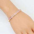Colorful Baguette CZ Pave Bangle Bracelet, Gold-Filled
