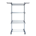 Comcastle 3-Tier Clothes Drying Rack with Heavy Duty 360 Degree Wheels, Double Pole Rail Rod Adjustable Clothes Rack Hanger Indoor Outdoor, Compact Storage