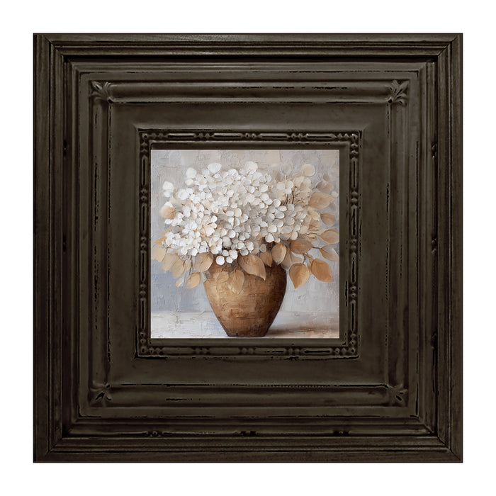 Copper Vase with White Hydrangeas