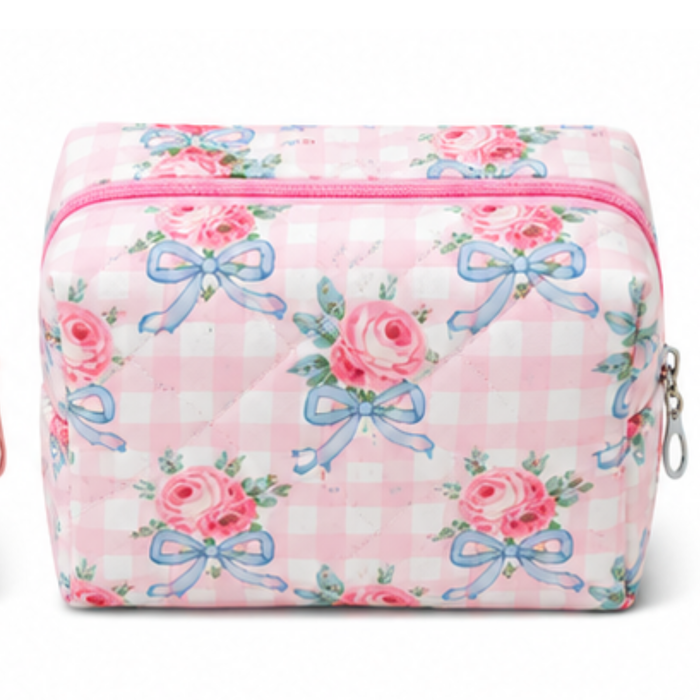 Coquette Quilted Cotton Cosmetic Pouch