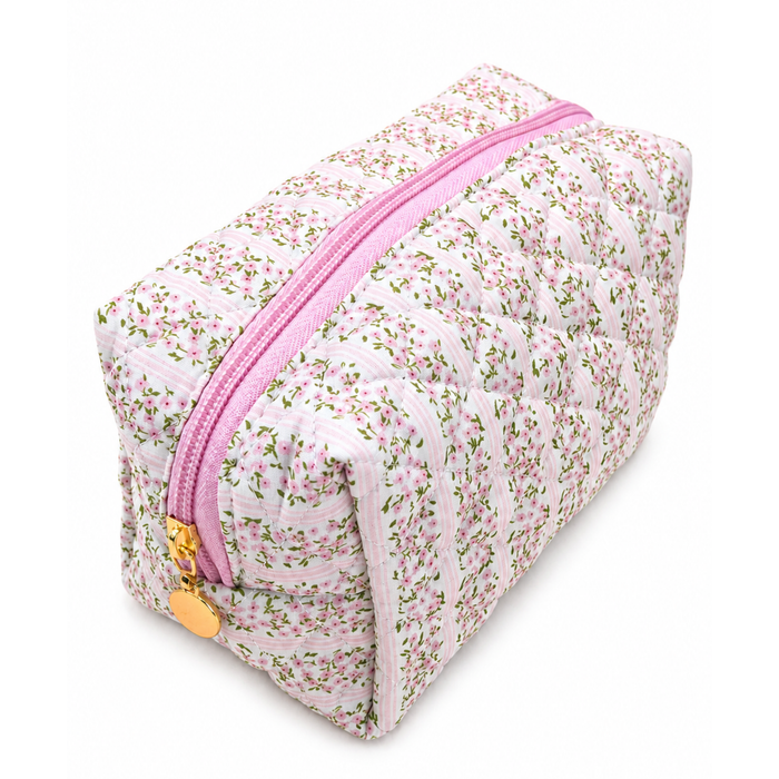 Coquette Quilted Cotton Cosmetic Pouch