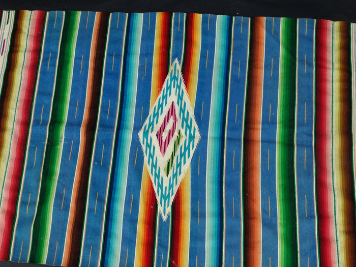 Cornflower Blue Mexican Serape 1930s-40s A2415