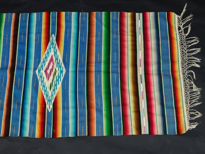 Cornflower Blue Mexican Serape 1930s-40s A2415