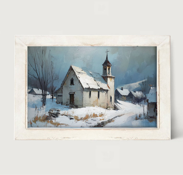 Country Church in Winter - Framed Art