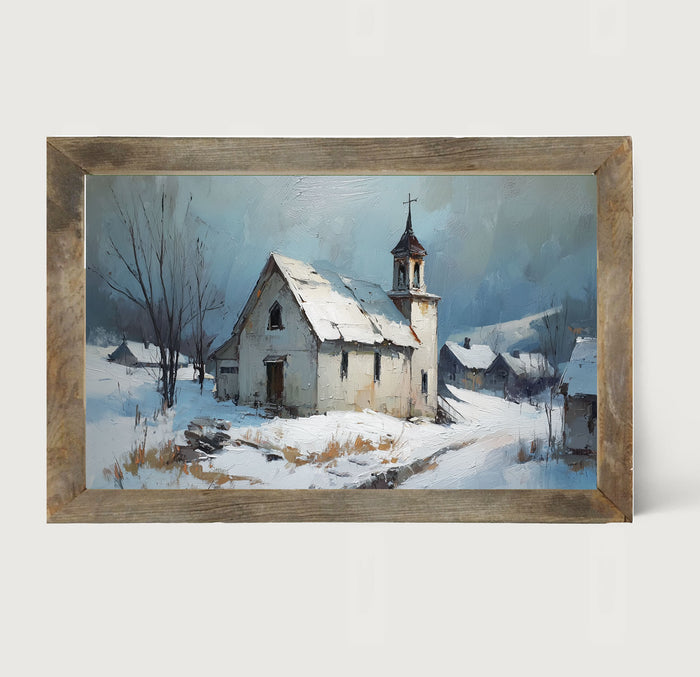 Country Church in Winter - Framed Art
