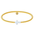 Beaded opal bracelet with gold-filled cross detail by BARA BOHEME, showcasing vibrant colors and elegant design.