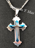 Cross with 24" Necklace (24K White Gold Plated)