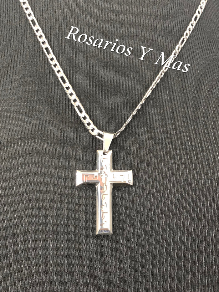 Cross with 24" Necklace (24K White Gold Plated)
