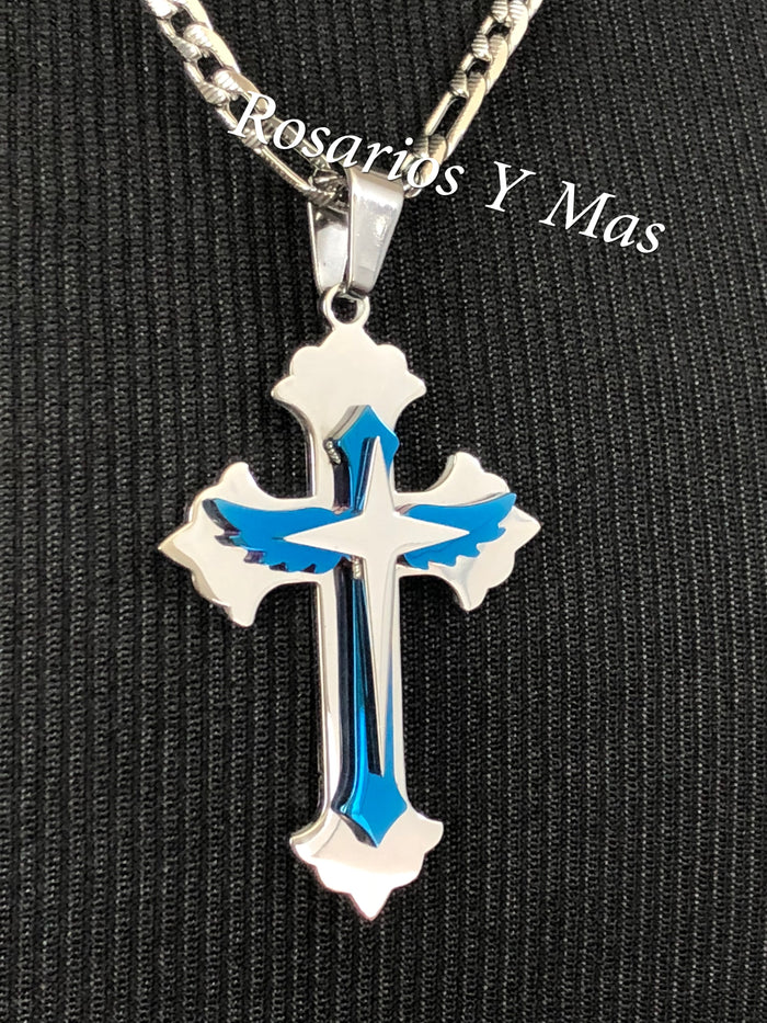 Cross with 24" Necklace (24K White Gold Plated)